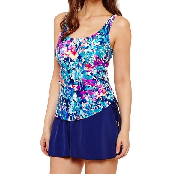 Azul by Maxine of Hollywood Starburst Multi Layered Swim Dress Womens 22W Summer - Picture 1 of 13